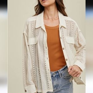NWT New In Cream Lace Button-Up Shirt 3X